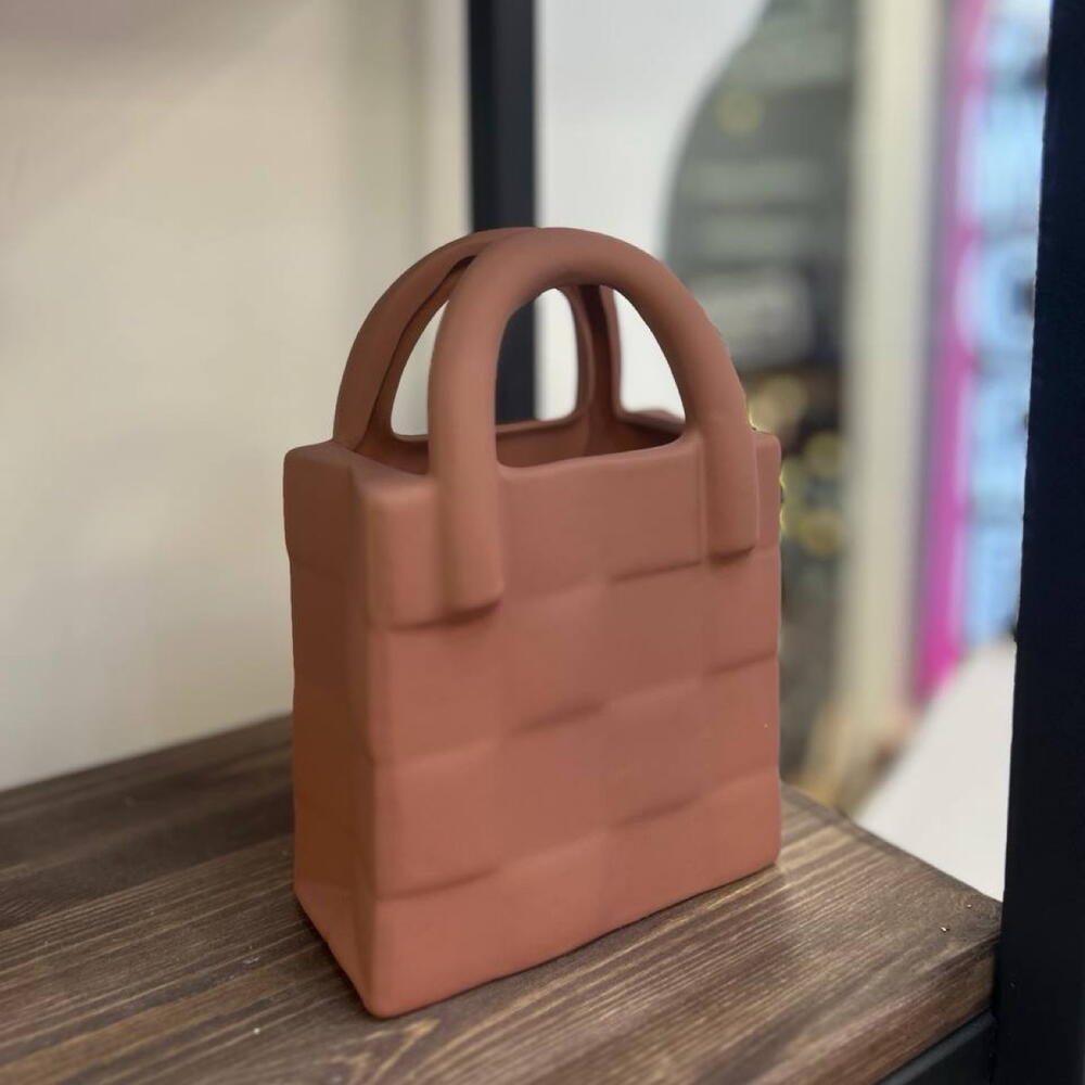 Ваза керамика сумочка розовый